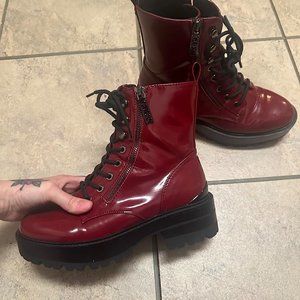 Womens Fearne Boots Combat Boots Red Colour